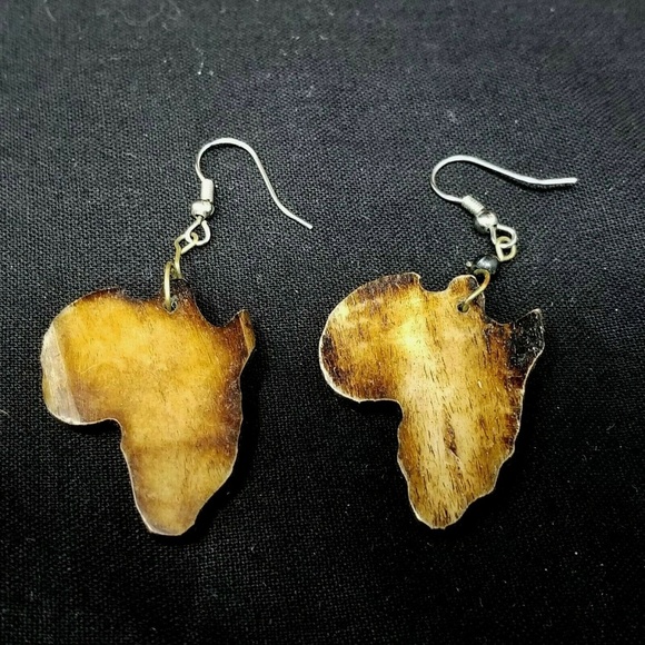 Lot of 2 Wooden earring sets brown laser cut - Picture 3 of 6